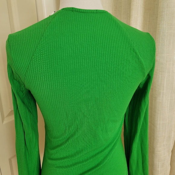 Jonathan Simkhai Merritt Cut Out Tie Neck Ribbed Top Parrot Green Size M NWT - Picture 8 of 9